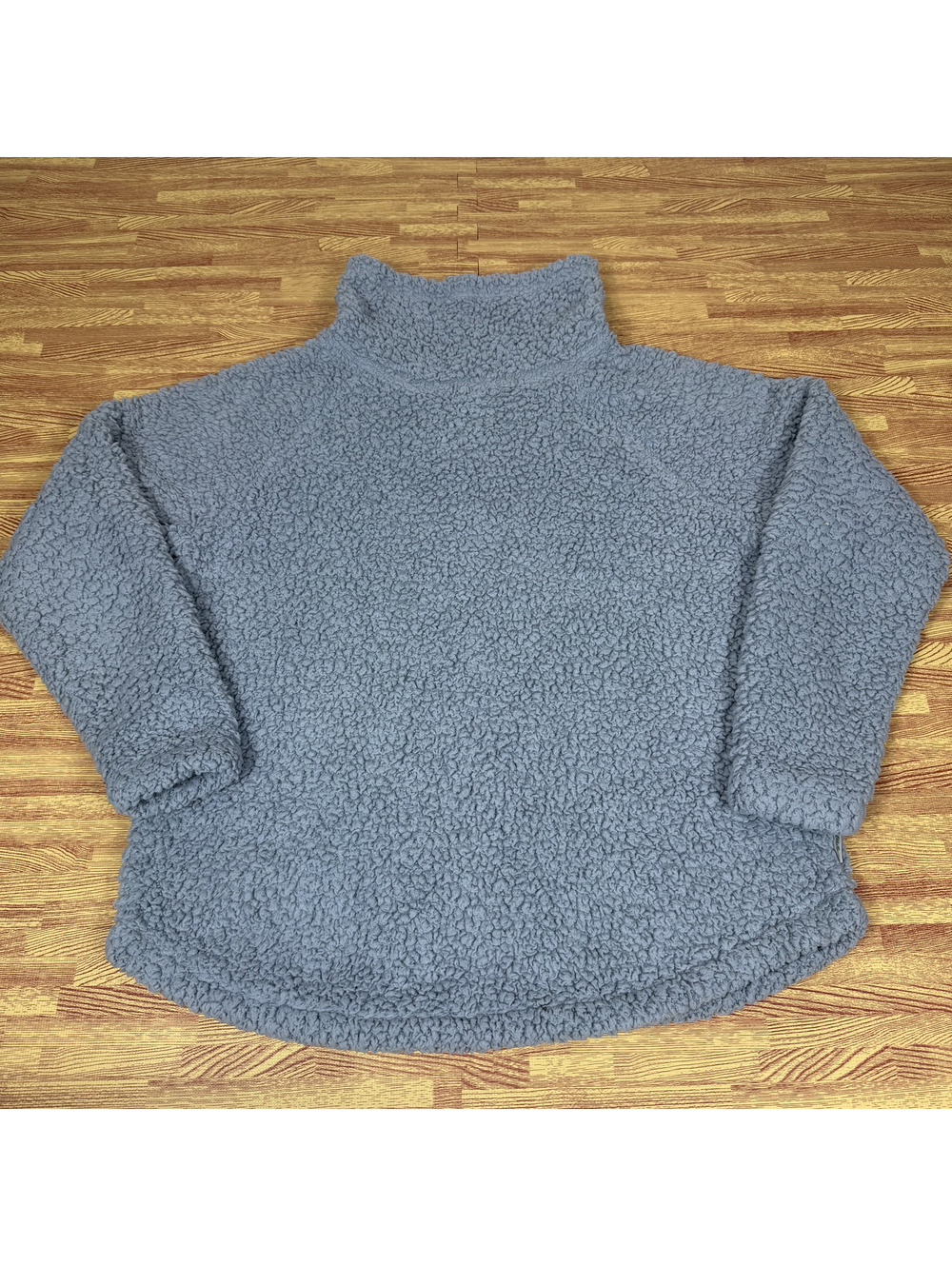Womens Gray Sherpa Fleece Mock Neck Pullover